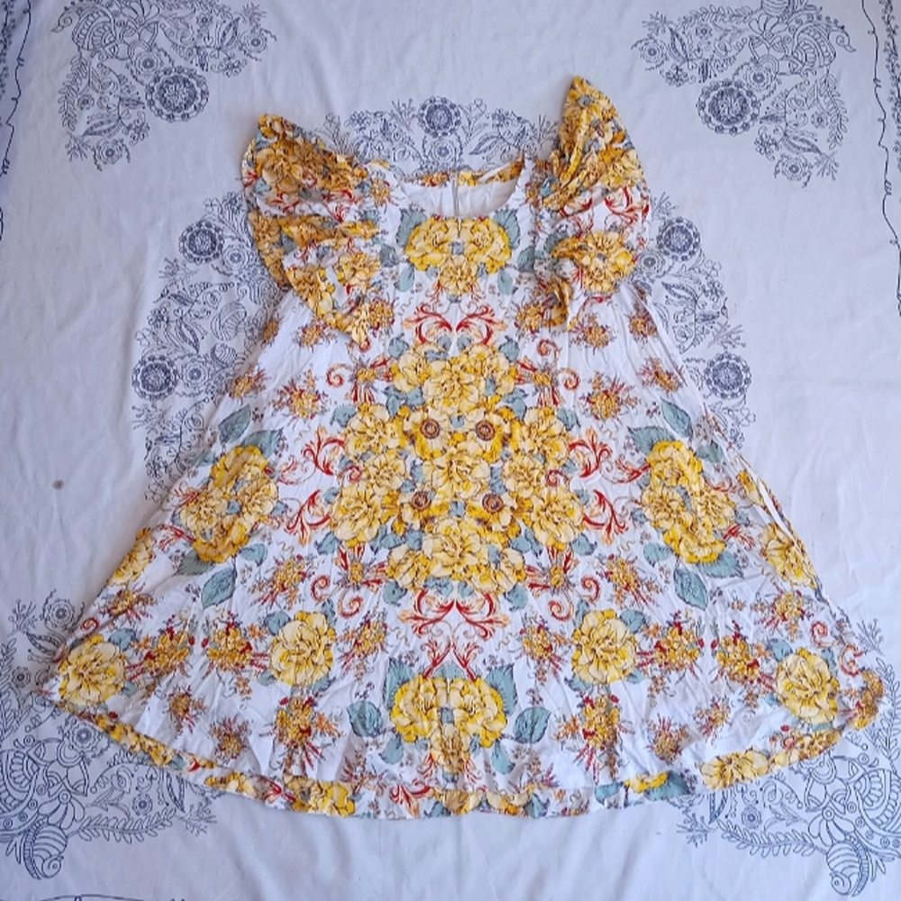 Free People - yellow floral dress with pockets